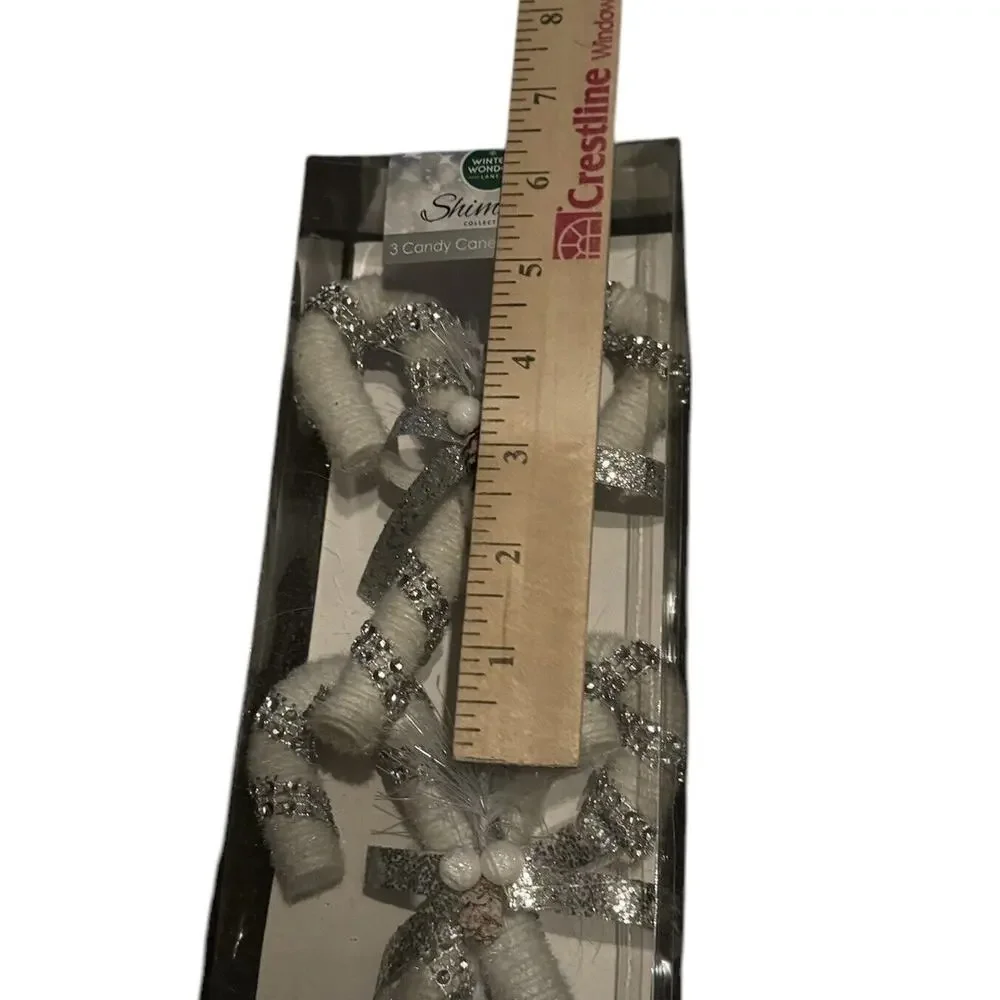 Candy Cane Ornaments (3) Winter Wonder Lane Pinecone‎ Sparkle Christmas NEW